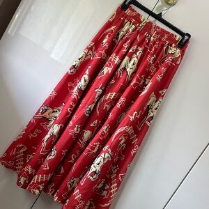 Red Patterned Western Women's Skirt